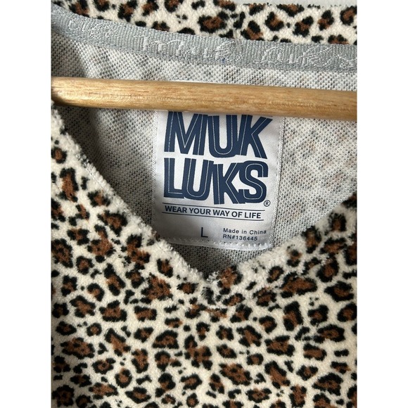 MUK LUKS Women's Vintage Terry Lounge Sleep Dress Animal Cheetah Print SZ L - Picture 5 of 7